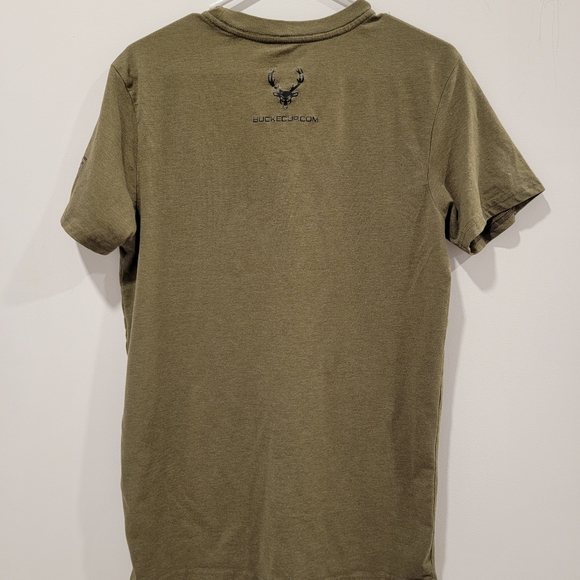 Bucked Up Men's Olive Green Graphic Deer Print T-Shirt Military Edition Small - Picture 3 of 5